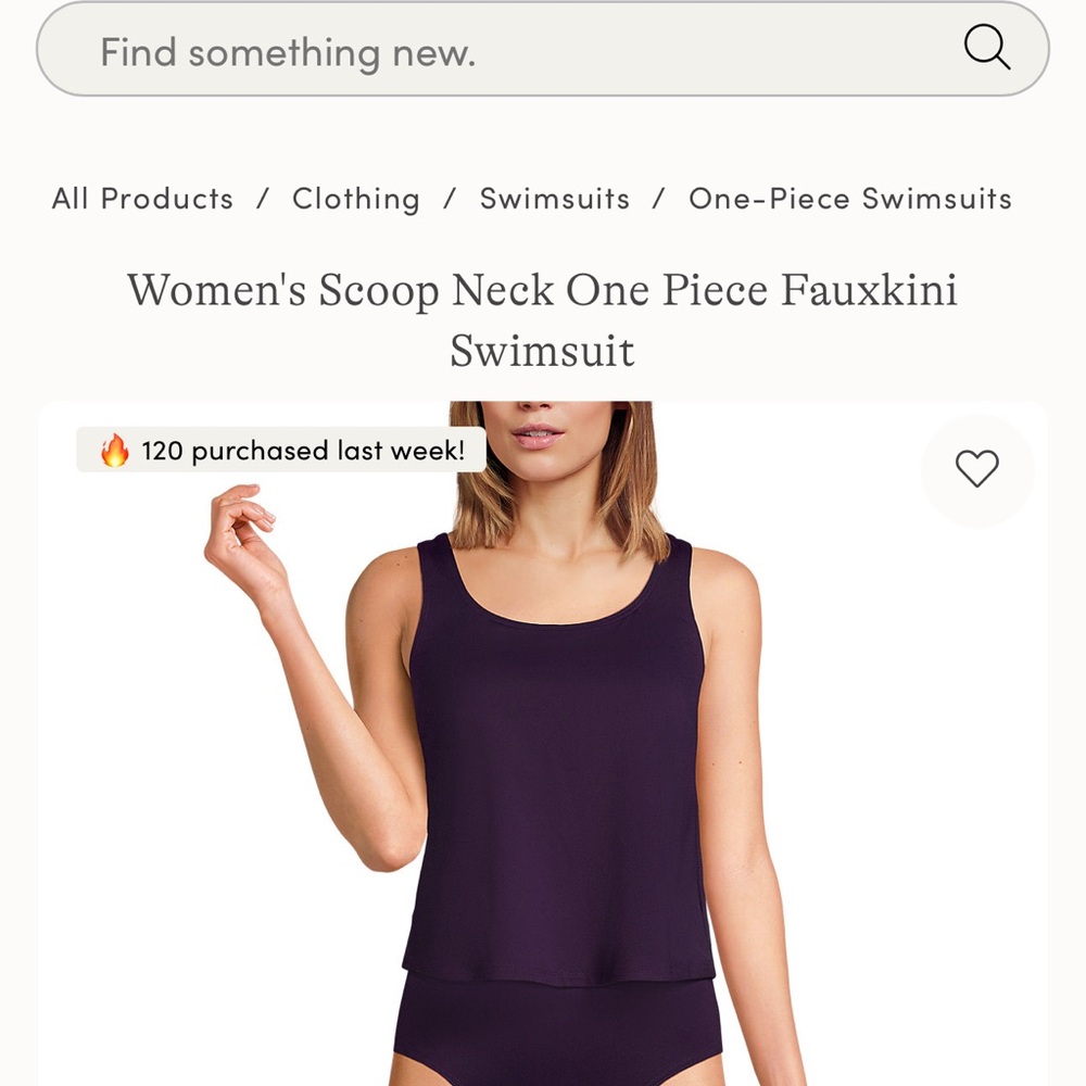 Lands' End Women's Purple One Piece Swimsuit